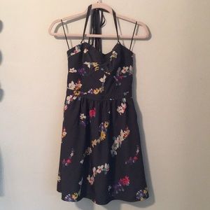 Dark Gray American Eagle Floral Halter Dress